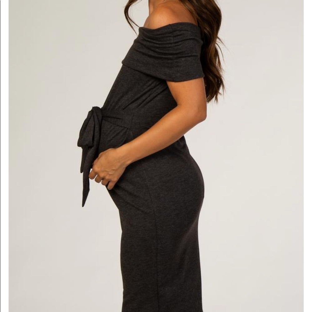 Pinkblush Off Shoulder Belted Maternity Dress